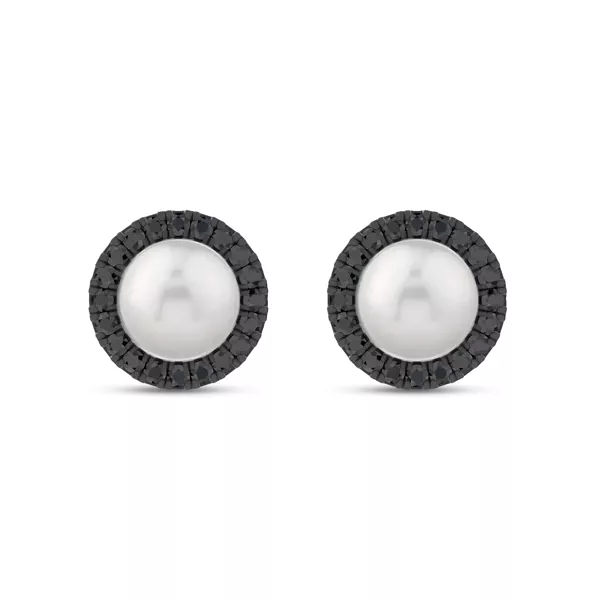 Midnight Noir Pearl Halo Earrings By Christian Siriano
