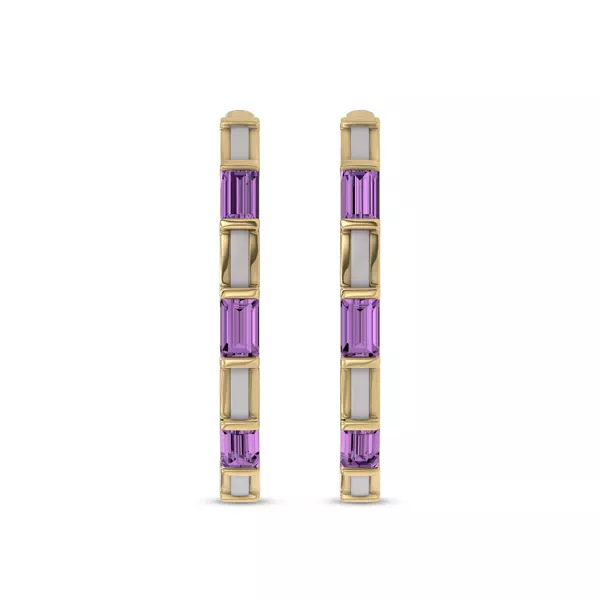Segment Amethyst Baguette Earrings By Christian Siriano