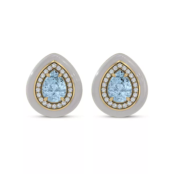 Aquamarine Ceramic Halo Earrings By Christian Siriano