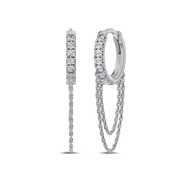 Pavé Lab Diamond Chain Drape Huggies