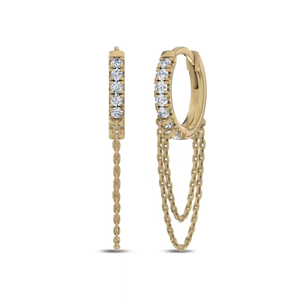 Pavé Lab Diamond Chain Drape Huggies