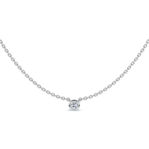 Petite Bezel-Set Lab Diamond Solitaire Necklace (0.12 ct.)