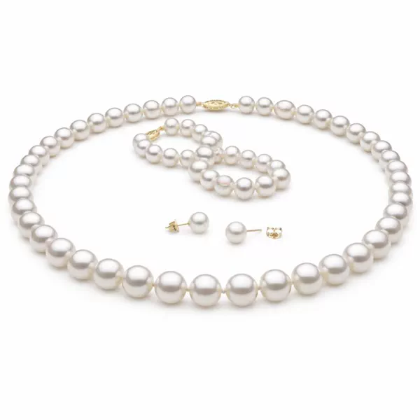 Freshwater Pearl Necklace, Bracelet & Earrings Set (7–8mm)