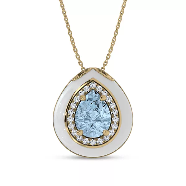 Aquamarine Ceramic Halo Necklace By Christian Siriano
