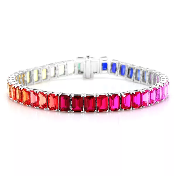 Rainbow Lab Sapphire Emerald Tennis Bracelet (13 ct. tw.)
