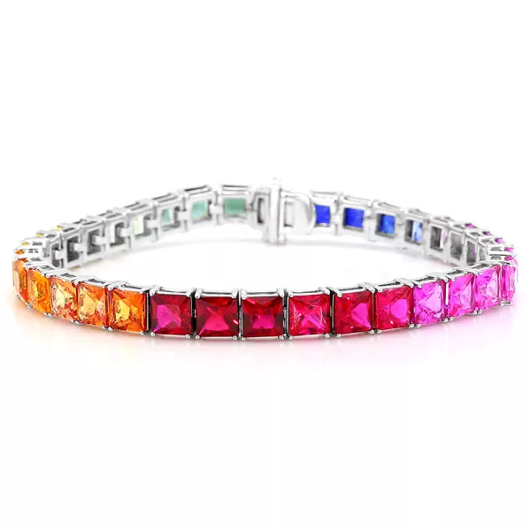 Rainbow Lab Sapphire Princess Tennis Bracelet (25 ct. tw.)