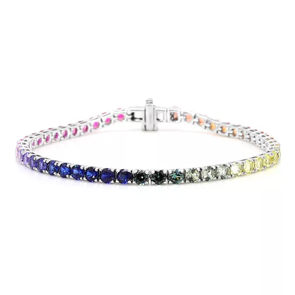 Rainbow Lab Sapphire Round Tennis Bracelet (3 ct. tw.)