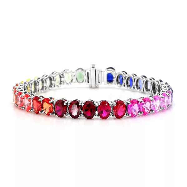 Rainbow Lab Sapphire Oval Tennis Bracelet (22 ct. tw.)