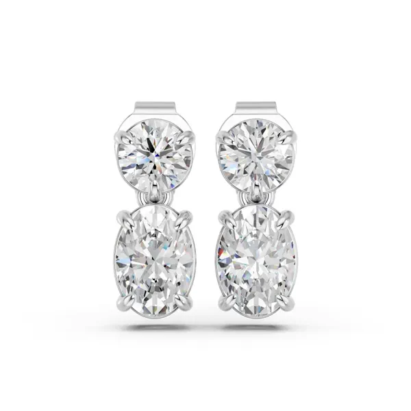 Oval Two-Stone Lab Diamond Drop Silver Earrings (0.50 ct. tw.)