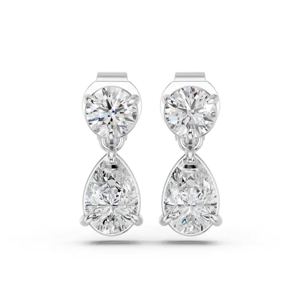 Pear Two-Stone Lab Diamond Drop Silver Earrings (0.50 ct. tw.)