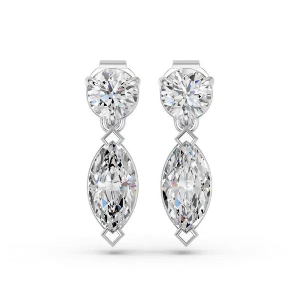 Marquise Two-Stone Lab Diamond Drop Silver Earrings (0.50 ct. tw.)