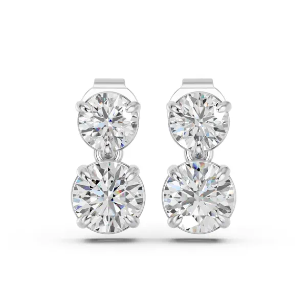 Round Two-Stone Lab Diamond Drop Silver Earrings (0.50 ct. tw.)