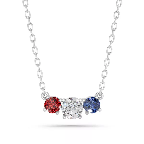 Patriotic Three-Stone Lab Diamond Necklace