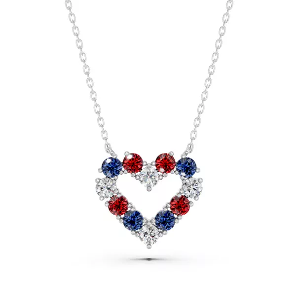 Patriotic Heart Lab Diamond Necklace