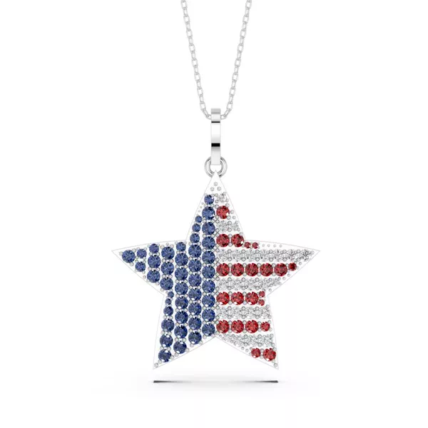 American Flag Lab Diamond Star Necklace