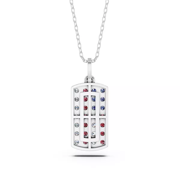 American Flag Lab Diamond Dog Tag Necklace
