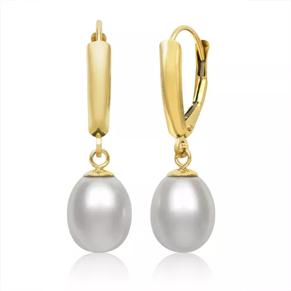Freshwater Pearl Drop Huggie Earrings (6–7 mm)