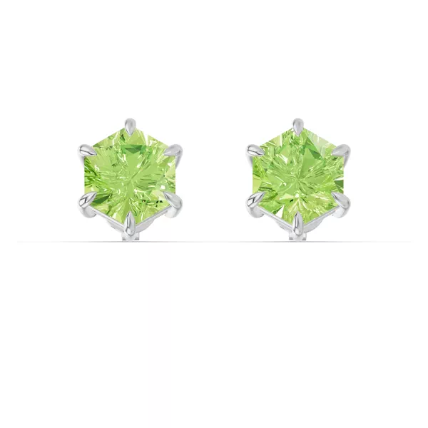 Hexagon Peridot Stud Earrings