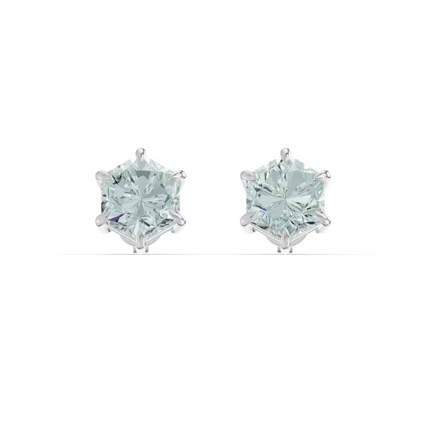 Hexagon Sky Blue Topaz Stud Earrings