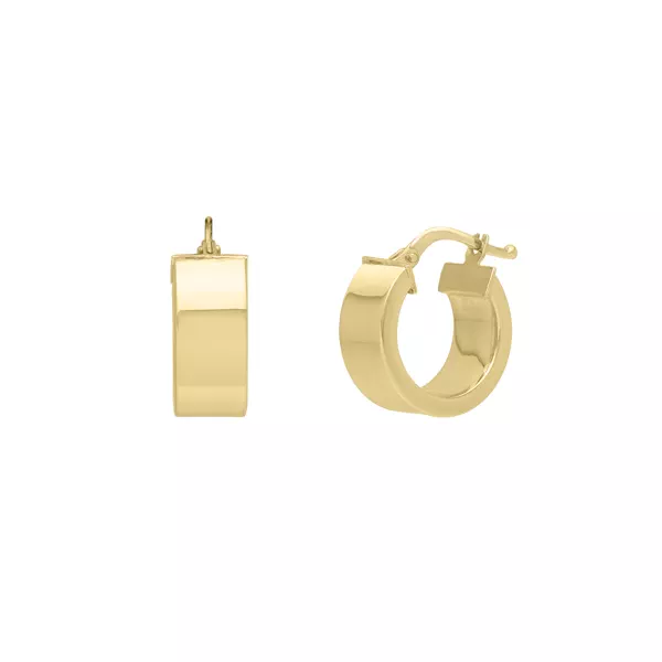 Petite Polished Wide-Edge Gold Hoops