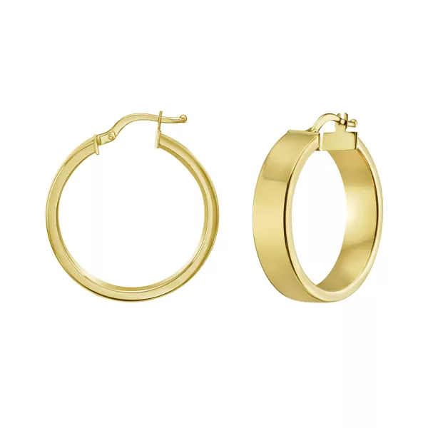 Classic Polished Wide-Edge Gold Hoops