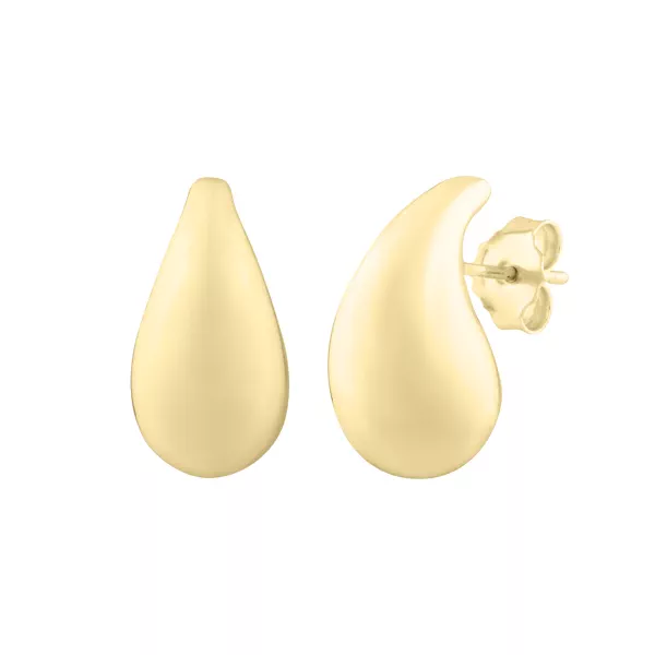 Polished Droplet Gold Stud Earrings