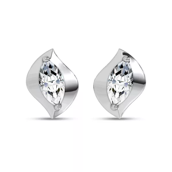 Draped Marquise Lab Diamond Silver Stud Earrings by Christian Siriano