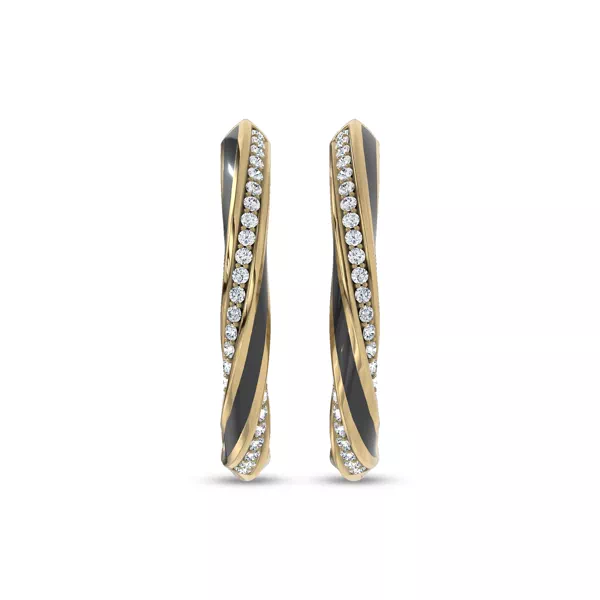 Midnight Noir Twisted Lab Pavé Hoop Earrings By Christian Siriano