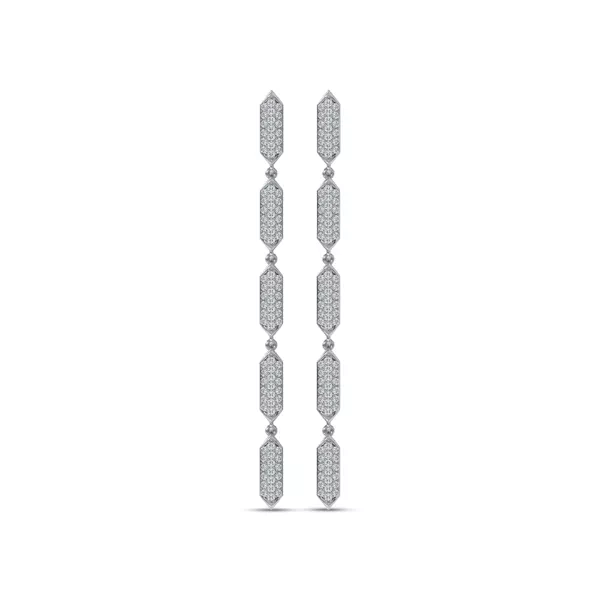 Corza Pavé Link Lab Diamond Long Drop Earrings by Christian Siriano