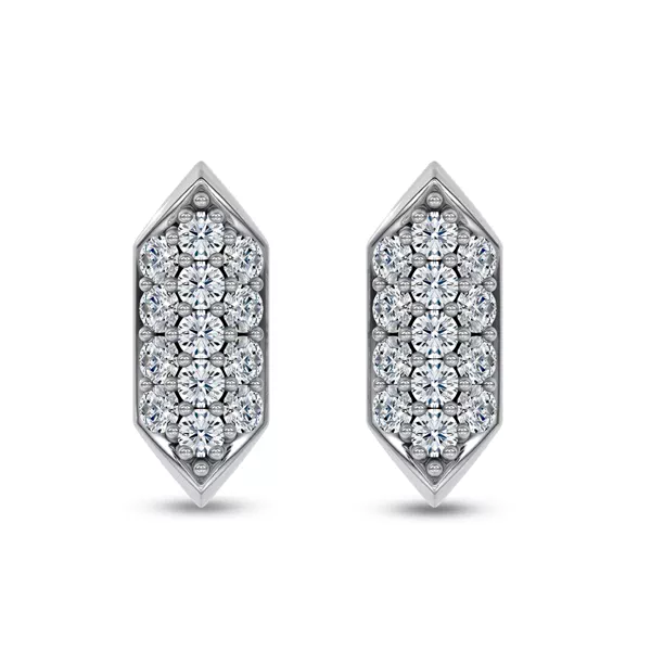 Corza Pavé Link Lab Diamond Silver Stud Earrings by Christian Siriano