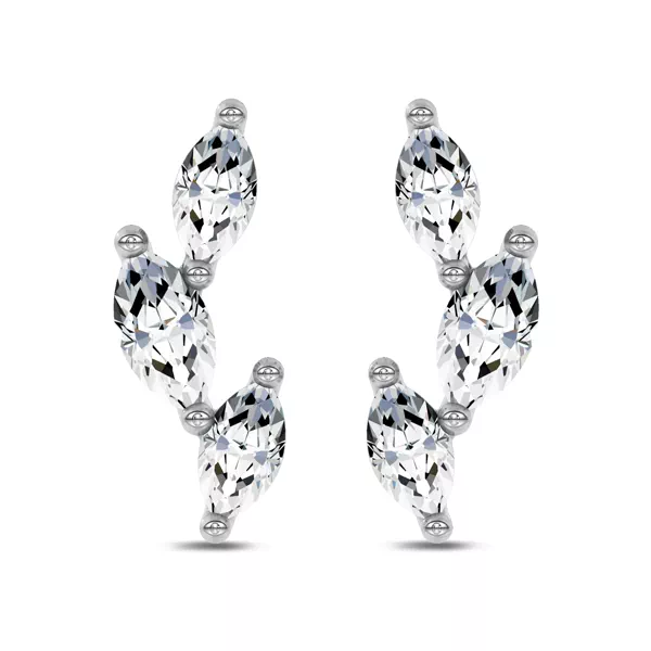 Three-Stone Marquise Lab Diamond Studs