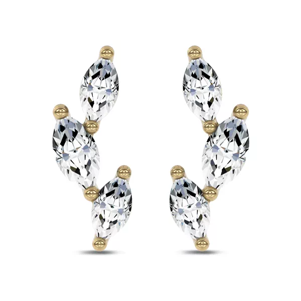 Three-Stone Marquise Lab Diamond Studs