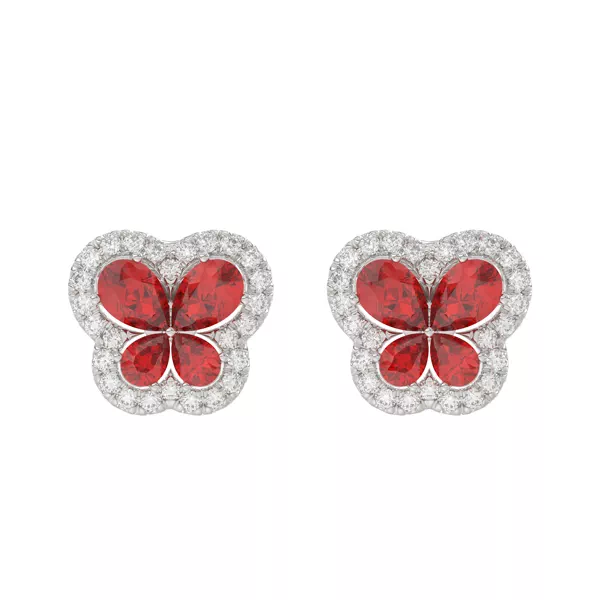 Butterfly Lab Ruby & Lab Diamond Stud Earrings