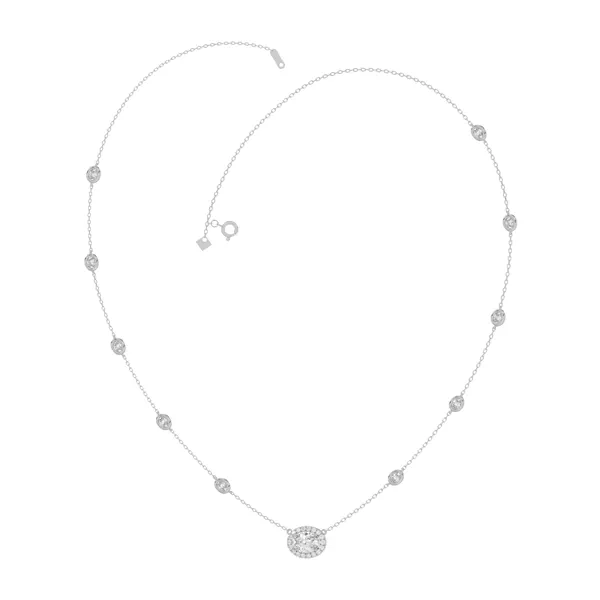 Oval Bezel Station Lab Diamond Halo Necklace (2.25 ct. tw.)