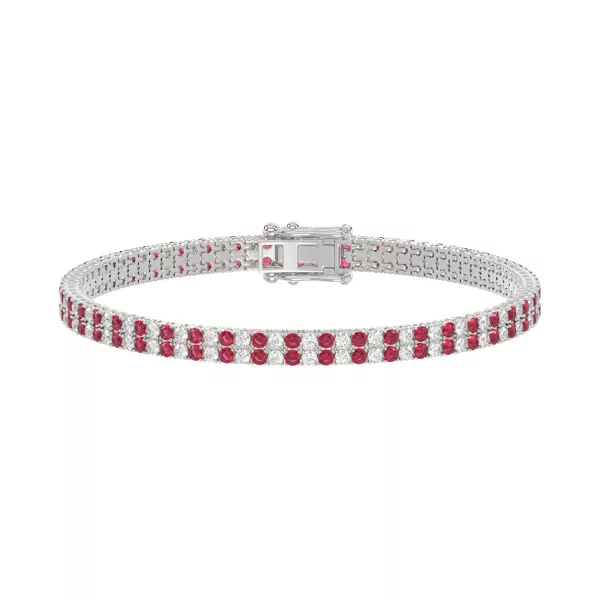 Lab Ruby & Lab Diamond Two-Row Tennis Bracelet