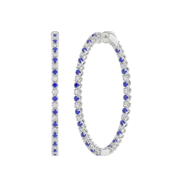 Lab Diamond & Lab Sapphire Inside-Out Hoop Earrings (49 mm)