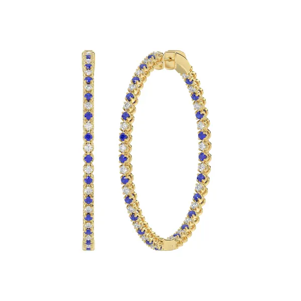 Lab Diamond & Lab Sapphire Inside-Out Hoop Earrings (49 mm)