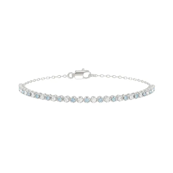 Blue & White Lab Diamond Silver Tennis Chain Bracelet (1 ct. tw.)