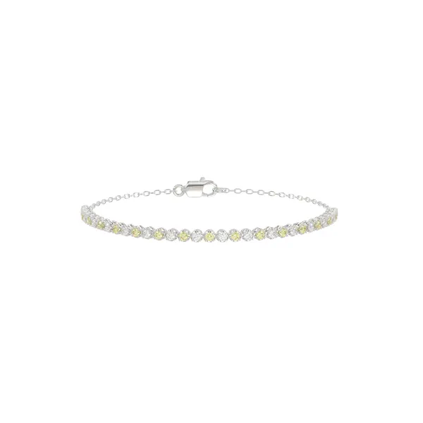 Yellow & White Lab Diamond Silver Tennis Chain Bracelet (1 ct. tw.)