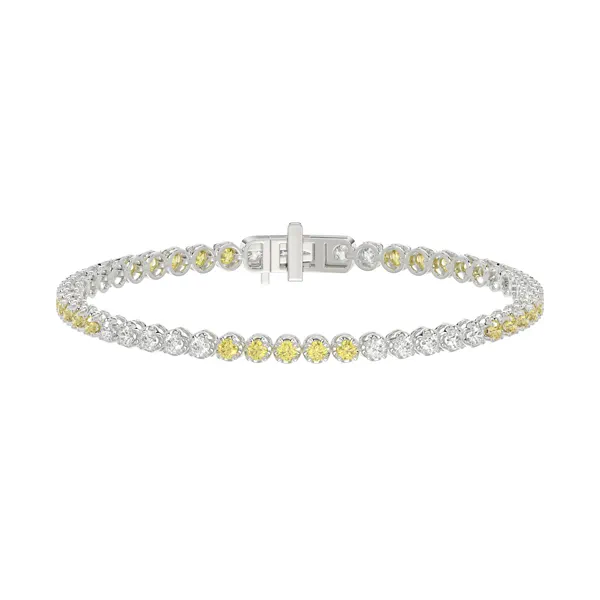 Yellow & White Lab Diamond Silver Tennis Bracelet (3 ct. tw.)