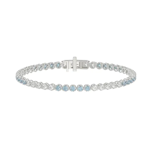 Blue & White Lab Diamond Silver Tennis Bracelet (3 ct. tw.)