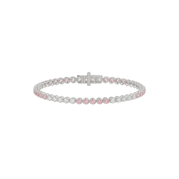 Pink & White Lab Diamond Silver Tennis Bracelet (3 ct. tw.)