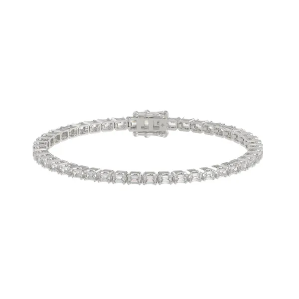 Emerald-Cut Lab Diamond Silver Tennis Bracelet (4.50 ct. tw.)