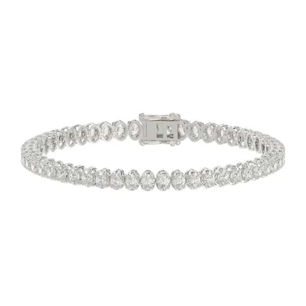 North-South Oval Lab Diamond Silver Tennis Bracelet (5 ct. tw.)
