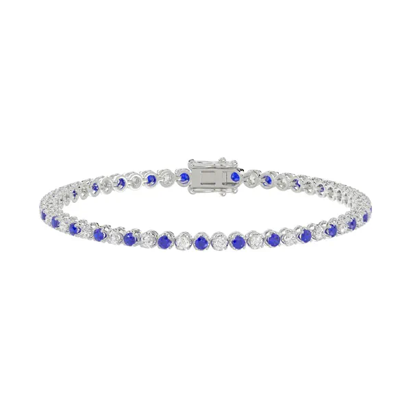 Lab Diamond & Lab Sapphire Silver Tennis Bracelet