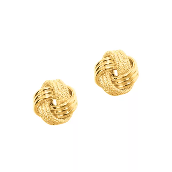Textured Love Knot Gold Stud Earrings