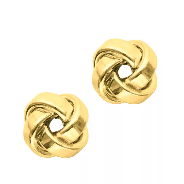 Polished Love Knot Gold Stud Earrings