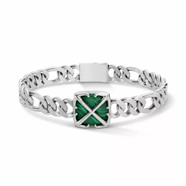 Double Arrow Malachite Curb Chain Bracelet by Off-White