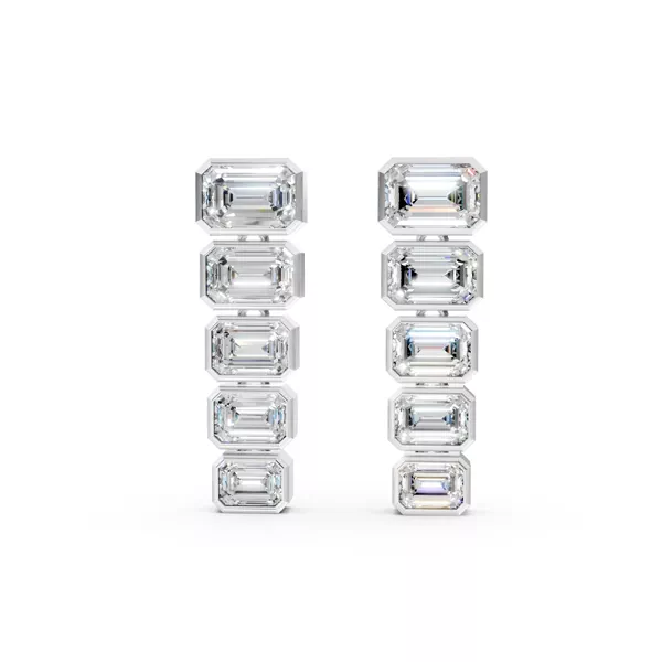 Setting Graduated Emerald Lab Diamond Bezel Drop earrings