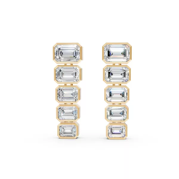 Graduated Emerald Lab Diamond Bezel Drop Earrings